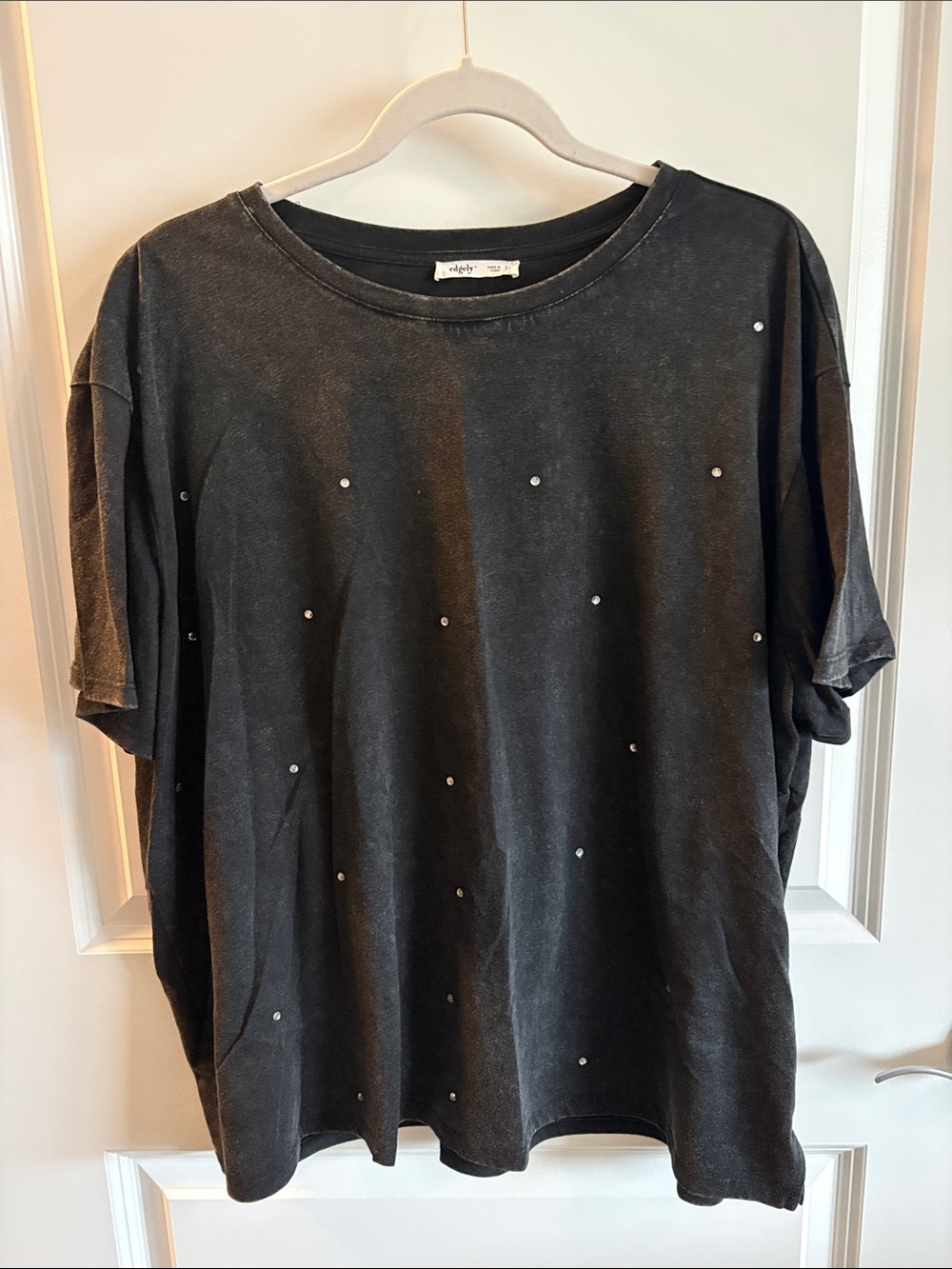 Edgely by Maurice’s Relaxed Black Studded Crewneck Tee